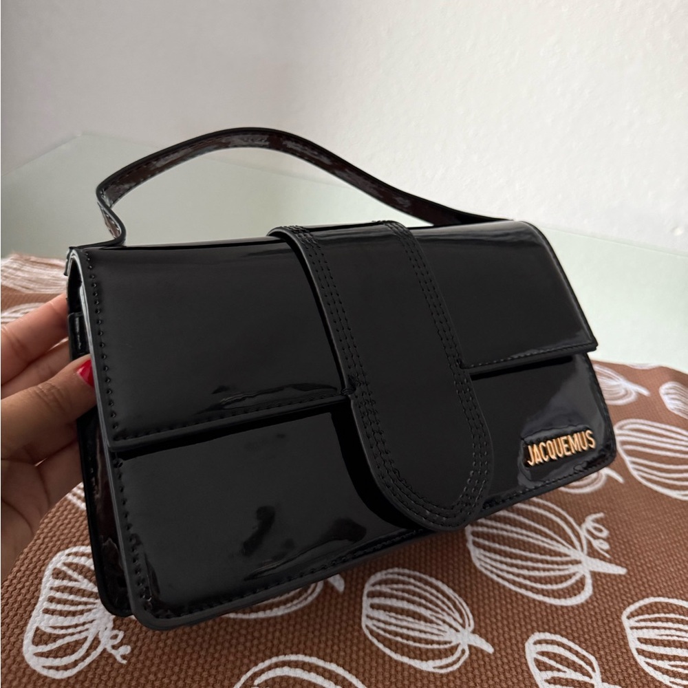 Jacquemus Glossy Black Leather Clutch
